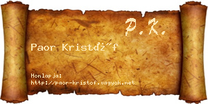 Paor Kristóf névjegykártya